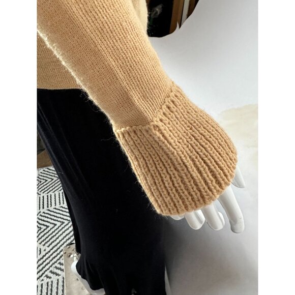 Vintage Camel Knit Cowl Neck Sweater Size Large Small Blemish - Picture 8 of 16